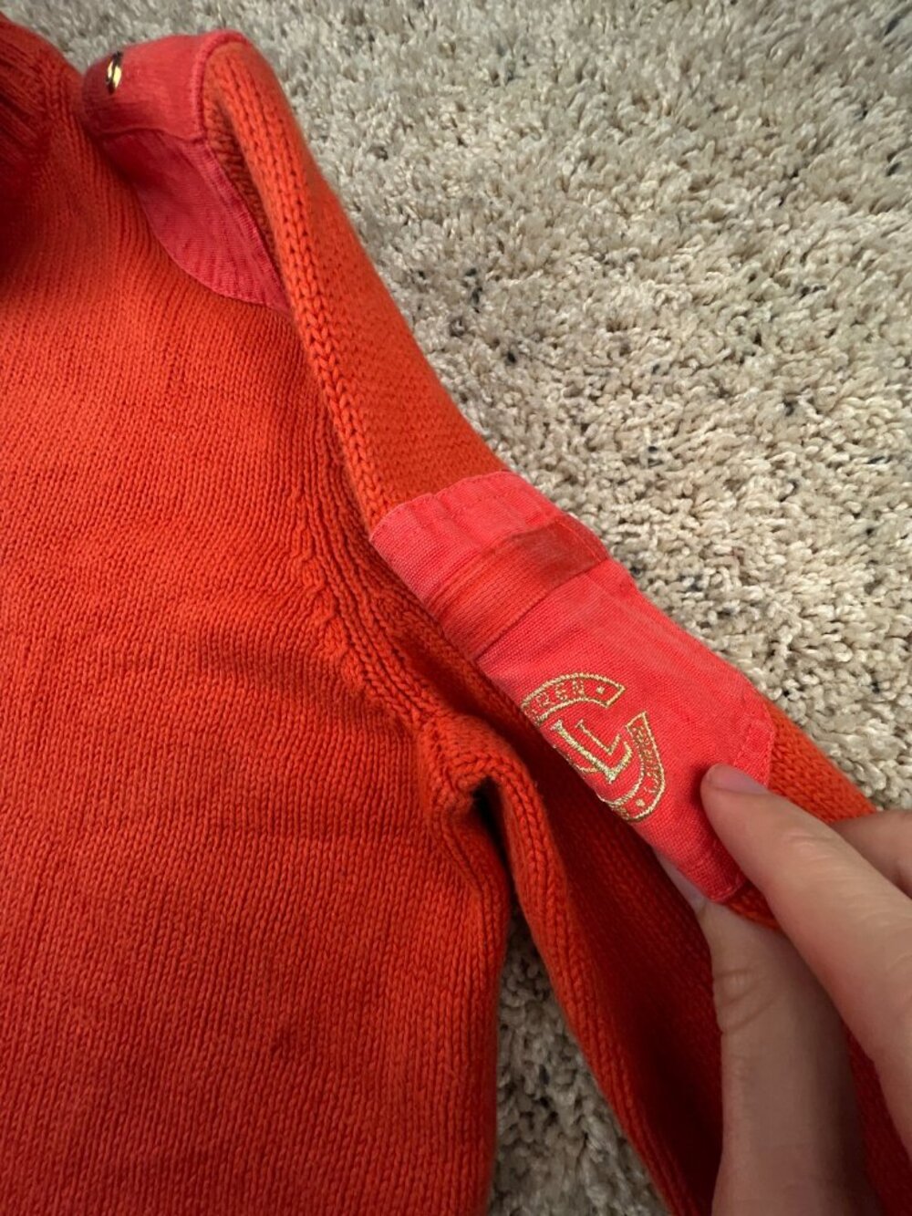 Lauren Ralph Lauren Women’s Sweater Orange Full Zip Medium Cotton Accents Knit - Picture 10 of 15